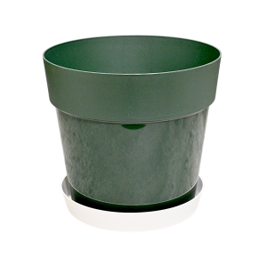 Doniczka plastikowa Grower 18cm 3L zielona leśna z białą podstawką