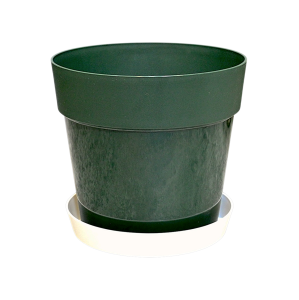 Doniczka plastikowa Grower 14cm 1,3L zielona leśna z białą podstawką