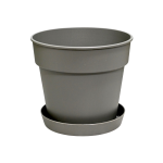 Doniczka plastikowa uprawowa Planti 14,5cm 1,4L szara z podstawką