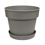 Doniczka plastikowa uprawowa Planti 23,5cm 5,4L szara z podstawką