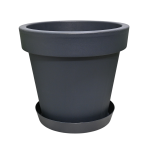 Doniczka Lofly 35cm antracytowa z podstawką - donica do domu i na taras