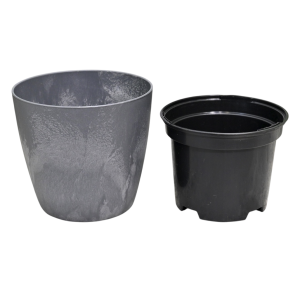 Doniczka Mate Beton Effect Marengo 12cm - osłonka betonopodobna z wkładem