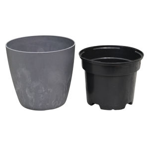 Doniczka Mate Beton Effect Marengo 14cm - osłonka betonopodobna z wkładem