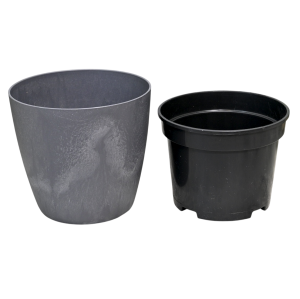 Doniczka Mate Beton Effect Marengo 16cm - osłonka ozdobna z wkładem