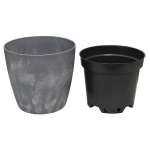 Doniczka Mate Beton Effect Marengo 18cm - osłonka betonopodobna z wkładem