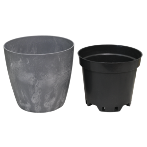 Doniczka Mate Beton Effect Marengo 18cm - osłonka betonopodobna z wkładem