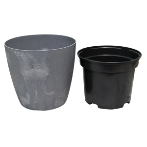 Doniczka Mate Beton Effect Marengo 20cm - osłonka betonopodobna z wkładem