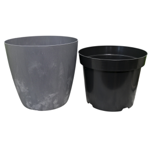 Doniczka Mate Beton Effect Marengo 34cm - duża osłonka z wkładem uprawowym