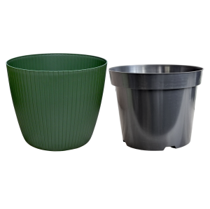 Doniczka Lamia 34cm Zielona Pinia - elegancka osłonka z wkładem do choinki