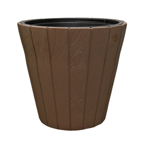 Doniczka Woode 30cm brązowa - donica drewnopodobna mrozoodporna ogrodowa