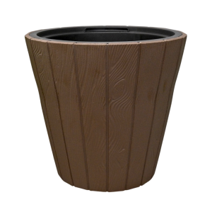 Doniczka Woode 35cm brązowa - donica drewnopodobna mrozoodporna ogrodowa