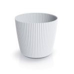 Doniczka Milly Round Prosta 11cm biała - osłonka ozdobna ryflowana