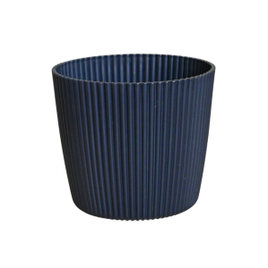 Doniczka Milly Round Prosta 11cm antracytowa - osłonka ozdobna ryflowana