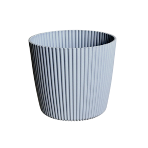 Doniczka Milly Round Prosta 11cm jasna szara - osłonka ozdobna ryflowana