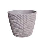 Doniczka Splofy 19cm mocca, wzory dziewiarskie - osłonka na kwiaty domowe