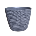 Doniczka Splofy 22cm szara - elegancka osłonka we wzory dziewiarskie