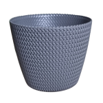 Doniczka Splofy 26cm szara - elegancka osłonka we wzory dziewiarskie