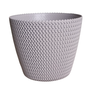 Doniczka Splofy 26cm mocca - elegancka osłonka we wzory dziewiarskie