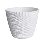 Doniczka Splofy 26cm biała - elegancka osłonka we wzory dziewiarskie