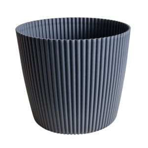 Doniczka Milly Round Prosta 30cm węgiel carbon - osłonka ryflowana
