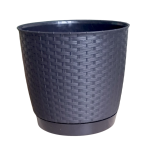 oniczka z technorattanu Ratolla Round 25cm brąz umbra - donica z podstawką