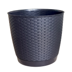 Doniczka z technorattanu Ratolla Round 30cm brąz umbra - donica z podstawką
