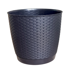 Doniczka z technorattanu Ratolla Round 30cm brąz umbra - donica z podstawką