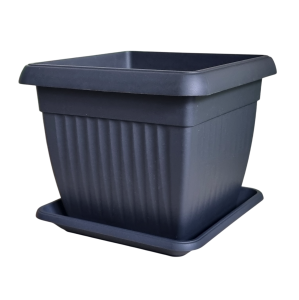 Doniczka Terra kwadratowa 30cm antracytowa z podstawką - klasyczna donica