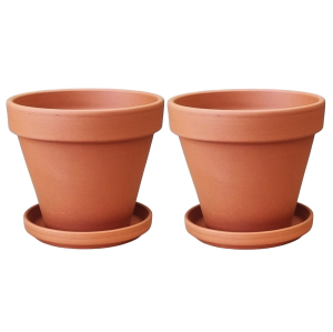 Doniczki ceramiczne gliniane naturalne Terakota 10cm z podstawkami x 2szt.