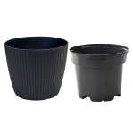 Doniczka Lamia 14cm antracytowa - elegancka osłonka z wkładem uprawowym