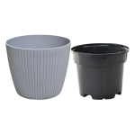 Doniczka Lamia 14cm szara jasna - elegancka osłonka z wkładem uprawowym