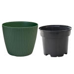 Doniczka Lamia 14cm zielona pinia - elegancka osłonka z wkładem uprawowym