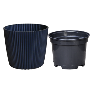 Doniczka Milly Round Prosta 11cm antracytowa - osłonka z wkładem uprawowym