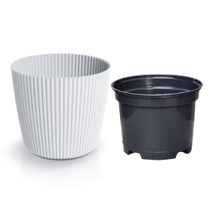 Doniczka Milly Round Prosta 11cm biała - osłonka z wkładem uprawowym
