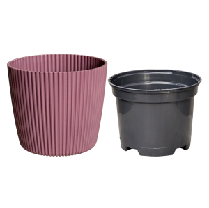 Doniczka Milly Round Prosta 11cm marsala - osłonka z wkładem uprawowym