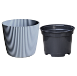 Doniczka Milly Round Prosta 11cm jasna szara - osłonka z wkładem uprawowym