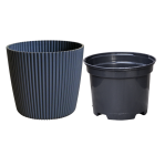 Doniczka Milly Round Prosta 11cm węgiel carbon, osłonka z wkładem uprawowym