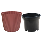 Doniczka Milly Round Prosta 20cm marsala - osłonka z wkładem uprawowym