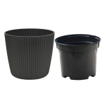 Doniczka Milly Round Prosta 20cm węgiel carbon - osłonka z wkładem