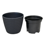 Doniczka Splofy 13cm antracytowa - stylowa osłonka z wkładem do uprawy
