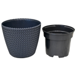 Doniczka Splofy 16cm antracytowa - osłonka z wkładem do uprawy kwiatów