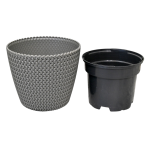 Doniczka Splofy 16cm szara - stylowa osłonka z wkładem do uprawy kwiatów