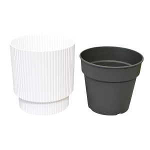 Doniczka Milly Round Cylinder 15cm biała - osłonka ozdobna z wkładem