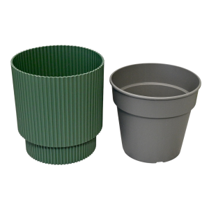 Doniczka Milly Round Cylinder 15cm zielona pinia- osłonka z wkładem