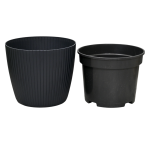 Doniczka Lamia 16cm antracytowa - elegancka osłonka z wkładem uprawowym