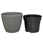 Doniczka Splofy 19cm szara, imitacja wełny - osłonka z wkładem