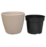 Doniczka Splofy 22cm mocca, imitacja wełny - osłonka z wkładem