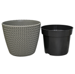 Doniczka Splofy 22cm szara, imitacja wełny - osłonka z wkładem