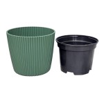 Doniczka Milly Round Prosta 11cm zielona pinia, osłonka z wkładem uprawowym