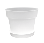 Doniczka Planti 23,5cm 5,4L przeźroczysta mleczna z białą podstawką